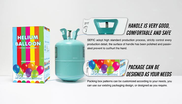 Disposable Helium Gas Cylinder Handle and Package